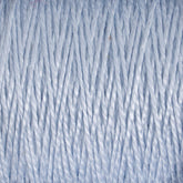 Close-up view of Supreme Corp.'s 10/2 Pearl Cotton Yarn on a large cone in light blue, showcasing the tightly wound strands in a vertical pattern. The texture appears soft and smooth, with a slight sheen reflecting light. This versatile yarn is perfect for various crafting projects.