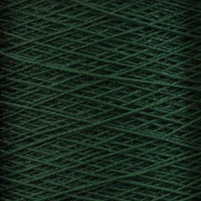 Close-up of Supreme Corp.'s 10/2 Pearl Cotton Yarn in a dark green hue, wound tightly in a criss-cross pattern. The fibrous texture and intricate overlap of threads are beautifully showcased. This colorfast yarn offers a rich, vibrant appearance, ideal for knitting or crochet projects with premium Pearl Cotton quality.