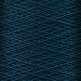 Close-up photo of Supreme Corp.'s 10/2 Pearl Cotton Yarn | Large Cone in a rich, dark blue color wound tightly around the spool in a crisscross pattern. The texture of this versatile yarn is slightly rough, with strands that are thin and uniform. The background is fully covered by the overlapping layers of this colorfast yarn.