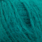 Close-up of a skein of Plymouth Baby Alpaca Brush yarn by Plymouth Yarn Co. The teal-colored fibers appear soft and fuzzy, suggesting a fluffy texture reminiscent of alpaca sweaters. The intertwined strands create a pattern of wavy lines.