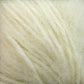 Close-up of soft, ivory-colored Plymouth Baby Alpaca Brush fibers by Plymouth Yarn Co. The texture is fluffy and slightly tangled, evoking warmth and coziness reminiscent of alpaca sweaters. The fibers vary in thickness, creating a natural and organic appearance.