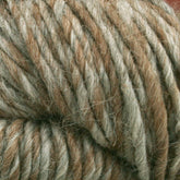 Close-up image of a skein of Cascade Eco Duo Baby Alpaca and Merino Yarn from Cascade Yarns. The yarn consists of strands in natural colors like light brown and light green, creating a variegated and textured appearance. The fibers seem thick and woolly, suggesting the yarn is perfect for knitting or crochet projects.