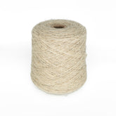 A spool of light brown twine is pictured against a white background. The twine, reminiscent of Bartletts Maine Wool - Sport by Bartlettyarns, is wound tightly into a cylindrical shape, with a small hollow core at the top.