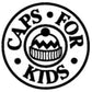 A circular logo features the text "Caps for Kids" around the edge. In the center is an illustration of Halcyon Yarn's Cozy Kiddos Hat, complete with a pom-pom on top, and crafted from worsted or bulky yarn. The design is rendered in black and white.