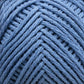 Close-up image of a skein of Brown Sheep's Cotton Fleece in blue, arranged in a neat, crisscross pattern. The texture and strands of the yarn are clearly visible, showing a rich, soft material perfect for knitting patterns.