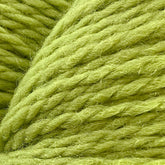 Close-up image of lime green yarn strands tightly wound together, highlighting the texture and fibrous details of the Peruvian Highland wool from Cascade Yarns' Cascade Eco and Cascade Eco Plus Wool Yarn collection.