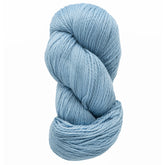 A twisted skein of light blue Cascade Eco and Cascade Eco Plus Wool Yarn from Cascade Yarns, featuring a smooth texture, displayed against a plain white background.