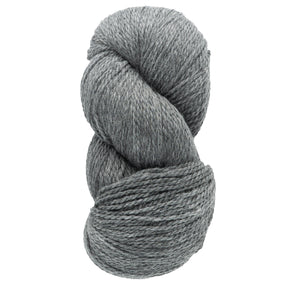 A skein of Cascade Eco and Cascade Eco Plus, a thick, grey yarn from Cascade Yarns, crafted from eco-friendly Peruvian Highland wool, neatly twisted and prepared for knitting or crocheting projects. This soft, bulky wool is ideal for creating cozy garments or accessories and perfect for felted knitting adventures.