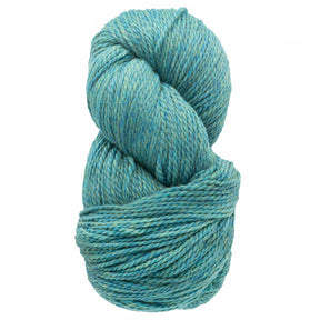 A skein of Cascade Eco and Cascade Eco Plus Wool Yarn by Cascade Yarns is twisted neatly, offering a textured appearance with an eco-friendly blend of turquoise hues featuring blue and green tones. Soft and plush, it’s ideal for knitting or felting projects using Peruvian Highland wool.