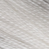 Close-up of the 2/30 Natural Silk Yarn from Henry's Attic, showcasing its soft texture with individual threads visible. The yarn appears smooth and slightly directional, creating a subtle pattern of fine lines reminiscent of delicate silk. The overall coloration is an even, bright white.