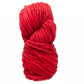 A skein of Malabrigo Rasta, crafted by Malabrigo Yarn, showcases a vividly bright red hue, twisted into a ropelike bundle against a white background. This soft merino wool creation assures luxury and warmth for your next knitting project.