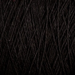 Close-up image of a bundle of dark black threads or yarn strands, tightly wound together with visible texture and slight variations in the direction of the fibers. The dense and soft Homestead 8/2 Cotton Yarn from Supreme Corp appears suitable for knitting, crocheting, or weaving projects, and is conveniently machine-washable. This large cone ensures you have ample material for your crafting needs.