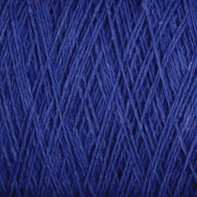 Close-up of deep blue Homestead 8/2 Cotton Yarn | Large Cone by Supreme Corp, highlighting the intricate and tightly interwoven fibers. The texture appears soft and slightly fuzzy, with strands crossing in various directions, creating a rich and detailed pattern. This weaving yarn is machine-washable for easy care.