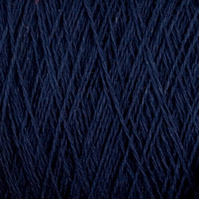 Close-up image of dark blue Homestead 8/2 Cotton Yarn by Supreme Corp, machine-washable and wrapped tightly in a mini-cone, showcasing its intricate and textured pattern.