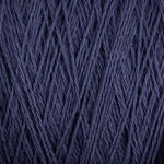 Close-up image of the dark blue Homestead 8/2 Cotton Yarn by Supreme Corp, showing multiple strands crossed and intertwined. The texture appears soft with visible fibrous details, indicating the material is likely suitable for knitting or crocheting. This machine-washable yarn promises convenience and durability for your projects.