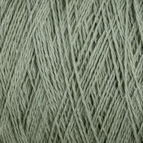 Close-up of light green Homestead 8/2 Cotton Yarn | Mini-cone by Supreme Corp, tightly wound. The texture of the versatile yarn, including the individual fibers and slight variations in color, is clearly visible. The image highlights the fine details and soft, cotton nature of the weaving yarn.