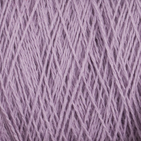 Close-up image of light purple Homestead 8/2 Cotton Yarn from Supreme Corp, with strands intertwined in a crisscross pattern, filling the entire frame. The texture appears soft and slightly fuzzy, typical of knitting or crocheting materials. This machine-washable yarn is perfect for cozy and durable projects.