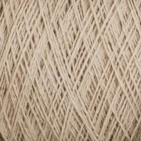 A close-up image of a ball of Homestead 8/2 Cotton Yarn | Large Cone from Supreme Corp. The yarn fibers are intricately wound and crisscrossed, showcasing a detailed texture and natural color. The image highlights the softness and fine strands, making it ideal for weaving projects.