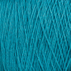 Close-up of a spool of Homestead 8/2 Cotton Yarn in bright blue from Supreme Corp. The fibers are tightly wound together, showcasing the texture and detail of the strands. The vibrant color and intricate pattern of this machine-washable weaving yarn create a visually appealing and textured appearance, ideal for any project.