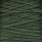 Close-up of a spool of Homestead 8/2 Cotton Yarn | Mini-cone by Supreme Corp. The dark green, machine-washable strands are tightly wound and have a slightly fuzzy texture. The image highlights the interlacing threads and fibrous details of this versatile yarn, perfect for various weaving projects.