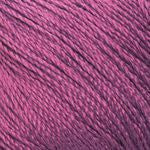 Close-up of a bundle of Halcyon Yarn's Gemstone Silk 2/12 in a rich pinkish-purple color. The fibers are tightly wound together, revealing a fine and slightly glossy texture. The image captures the intricate details of the thread, perfect for weaving or knitting with its smooth, uniform appearance.