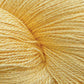 Close-up image of a skein of yarn. The bright yellow Gemstone Silk 2/12 by Halcyon Yarn has a smooth, slightly shiny texture, indicating it might be made from a blend of fibers such as cotton or silk. The individual strands are twisted together tightly, perfect for weaving or knitting delicate projects.