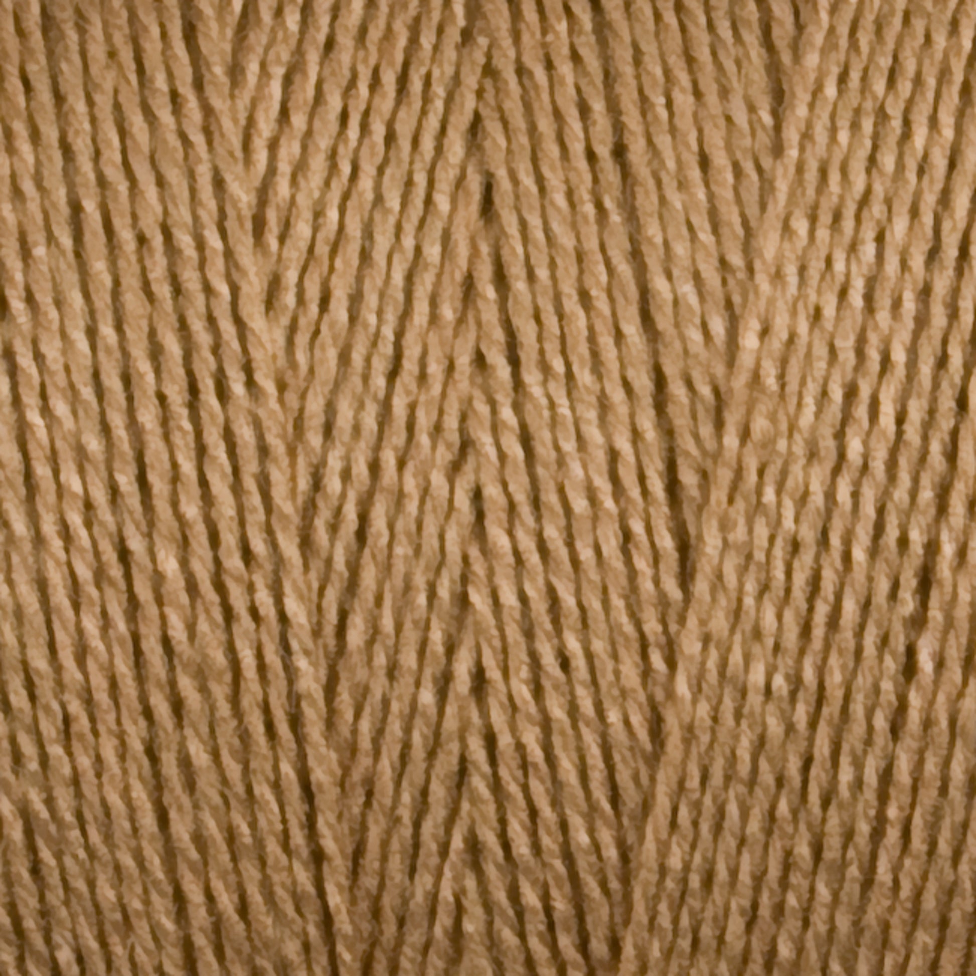 Close-up image of the Maurice Brassard 8/2 Tencel Yarn in beige, showcasing the intricate texture of the twisted fibers. The yarn has a smooth, consistent appearance with a slight sheen, suggesting it may be a blend of fibers. The strands are intricately wound together to form a uniform pattern, making it ideal for knitting accessories or weaving projects.