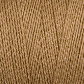 Close-up image of the Maurice Brassard 8/2 Tencel Yarn in beige, showcasing the intricate texture of the twisted fibers. The yarn has a smooth, consistent appearance with a slight sheen, suggesting it may be a blend of fibers. The strands are intricately wound together to form a uniform pattern, making it ideal for knitting accessories or weaving projects.