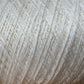 Close-up image of thick, white Newport 16/2 Linen Yarn | Large Cone by Halcyon Yarn wound tightly in a crisscross pattern. The fibers appear smooth and shiny, creating a textured and intricate appearance. The yarn is uniformly white, with subtle variations in thickness visible.