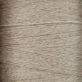 Close-up image of Halcyon Yarn's Newport 16/2 Linen Yarn on a large cone. The tightly wound strands showcase the coarse, somewhat uneven texture of the natural fiber, reminiscent of genuine linen. The overall appearance is uniform, with subtle variations in the thickness and shade of the strands.