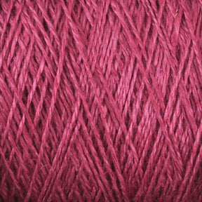 Close-up image of Halcyon Yarn's Newport 16/2 Linen Yarn wound tightly in a large cone, showcasing the detailed texture and intertwined fibers. The yarn appears soft and smooth, with a rich color that stands out.