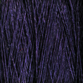 Close-up image of Halcyon Yarn's Newport 16/2 Linen Yarn | Mini-cone strands in deep purple, showcasing their rich color and detailed texture. The linen yarn appears smooth and soft, with subtle variations in shading that add depth to its overall appearance.