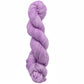 A neatly twisted skein of Malabrigo Lace in a lilac color from Malabrigo Yarn is set against a plain white background. It looks soft and smooth, with an even texture and slight sheen, making it perfect for lace weight merino knitted shawls.