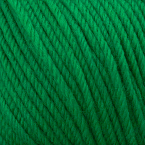 A close-up image of Cascade Yarns' Cascade 220 Superwash Wool Yarn in green, made from 100% merino wool. The yarn is tightly wound and highlights the texture of the fibers, which appear soft and slightly fuzzy. The strands are neatly arranged in parallel lines, showcasing the detailed twists and beautiful stitch definition of this superwash DK weight yarn.