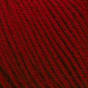 Close-up of tightly-wound, dark red Cascade 220 Superwash Wool Yarn by Cascade Yarns, showing detailed texture and fibers. The strands are consistently twisted and parallel, showcasing the beautiful stitch definition of this 100% merino wool.