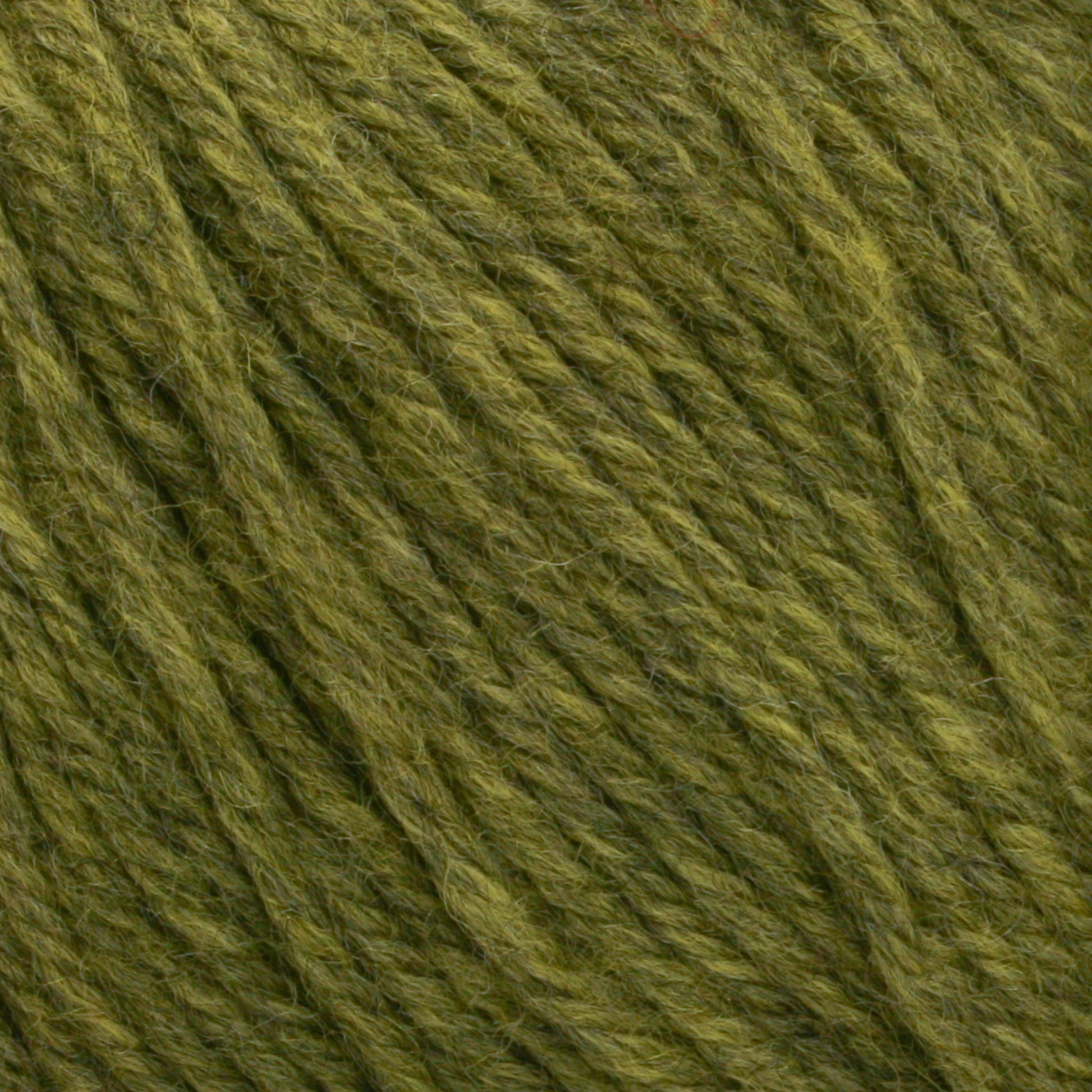 Close-up view of Cascade 220 Superwash Wool Yarn by Cascade Yarns in green, featuring slightly fuzzy texture and showcasing the twisted fibers and detailed texture of this DK weight yarn, ensuring 100% merino wool for beautiful stitch definition.