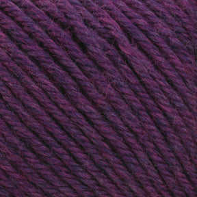 Close-up of a ball of Cascade 220 Superwash Wool Yarn from Cascade Yarns in DK weight, featuring an exquisite mix of purples and dark pinks. This 100% merino wool yarn showcases a soft, textured appearance with clearly visible individual strands. The blend of colors creates a rich, multi-tonal effect with beautiful stitch definition.