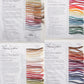 Explore a set of four Halcyon Yarn Classic Rug Wool Sample Cards, each displaying an array of colorfast wool shades along with their names. The cards are individually titled "Desert Brush," "Maine Coast," "Maine Woods & Meadows," and "Desert Sunset." They present a rich spectrum of hues, ideal for your rug wool projects.