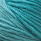 Close-up image of soft, thick Malabrigo Merino Worsted Wool Yarn in various shades of turquoise by Malabrigo Yarn. The strands are tightly wound together, creating a textured and cozy appearance. The yarn appears fluffy with a slight sheen, indicative of its kettle-dyed process and worsted weight gauge.
