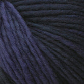 Close-up view of thick, multicolored Malabrigo Merino Worsted Wool Yarn by Malabrigo Yarn. The strands vary in shades of deep purple and dark blue, showcasing a soft and slightly fluffy texture. Kettle-dyed to perfection, the colors blend seamlessly together, creating a rich and cozy appearance ideal for worsted weight gauge projects.