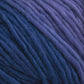 A close-up view of Malabrigo Yarn's thick, soft Merino Worsted Wool Yarn in varying shades of blue, ranging from deep navy to lighter indigo. The kettle-dyed yarn is densely coiled, showcasing its fluffy texture and slight fuzziness.