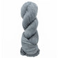 A twisted skein of Cumulus Cotton by Juniper Moon Farm, known for its durability and softness, lies in light gray against a white background. Brand: Knitting Fever / Euro Yarns.