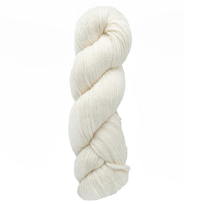 A skein of Cumulus Cotton, a durable off-white yarn from Juniper Moon Farm by Knitting Fever / Euro Yarns, is neatly twisted and photographed against a plain white background.