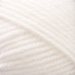 Close-up of a ball of Plymouth Encore Worsted Yarn by Plymouth Yarn Co. The worsted weight yarn is tightly wound, showcasing its soft, fluffy texture with visible fibers. The image highlights the details of the twisted strands and the even, consistent pattern of the winding, making it an economical option for various knitting projects.