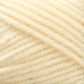 Close-up image of a ball of cream-colored Plymouth Encore Worsted Yarn from Plymouth Yarn Co., featuring a soft texture. This machine washable yarn is tightly wound, with slightly fuzzy fibers that lend it a cozy, warm appearance.