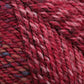 Close-up of Plymouth Encore Worsted Yarn by Plymouth Yarn Co., featuring a multi-colored, machine washable texture with shades of red, pink, blue, and beige. This soft and thick yarn showcases the intertwined strands of various hues in worsted weight, creating a visually rich and detailed pattern.