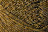 Close-up of Jo Sharp Classic DK Wool by Kingfisher Yarn & Fibre, showcasing its brown and yellow variegated yarn made from premium-grade wool. The image highlights the texture and twists of the fibers, with the interwoven colors creating a blended, warm appearance. Emphasizing detail and softness, this versatile DK gauge yarn strand is presented in exquisite close-up detail.