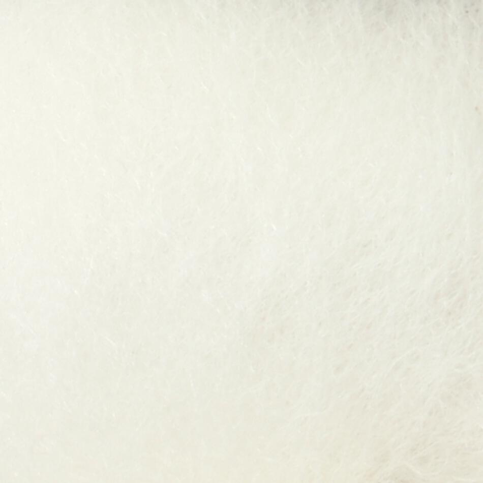 Close-up shot of RH Lindsay's Corriedale Wool Top, showcasing its soft, white, fluffy texture. The image evokes a sense of warmth and comfort with the smooth and delicate fibers blending seamlessly into a uniform, gentle surface—perfect for needle felting or spinning yarn.