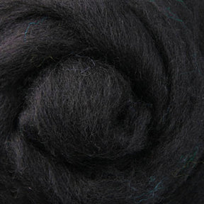 A detailed view of Ashford Handicrafts Limited's Corriedale New Zealand Wool Fiber to Spin and Felt, showcasing tightly wound spirals. The soft and slightly fuzzy fibers reveal deep charcoal tones with subtle accents of other dark hues, making it perfect for spinning or crafting projects. Available by the ounce.