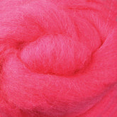 Close-up of vibrant pink Corriedale New Zealand Wool Fiber to Spin and Felt by Ashford Handicrafts Limited, highlighting its soft and fluffy texture.